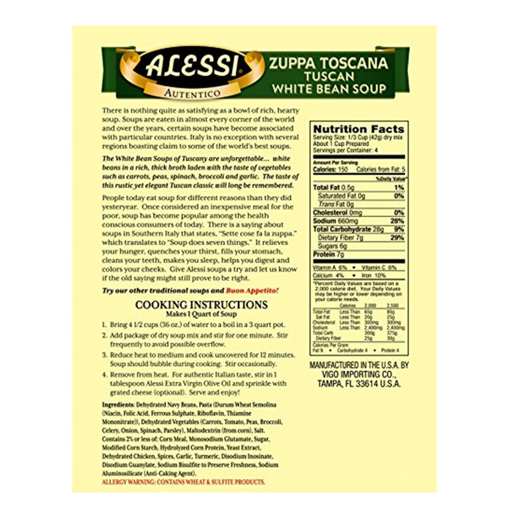 Alessi Autentico cooked Tuscan White Bean soup in bowl ready to eat