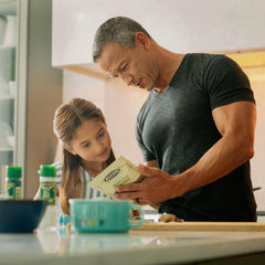 Alessi Autentico pouch opened to reveal dry mix pieces, easy-to-prepare and portioned