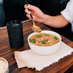 Alessi Autentico soup served with crusty bread demonstrating a satisfying meal