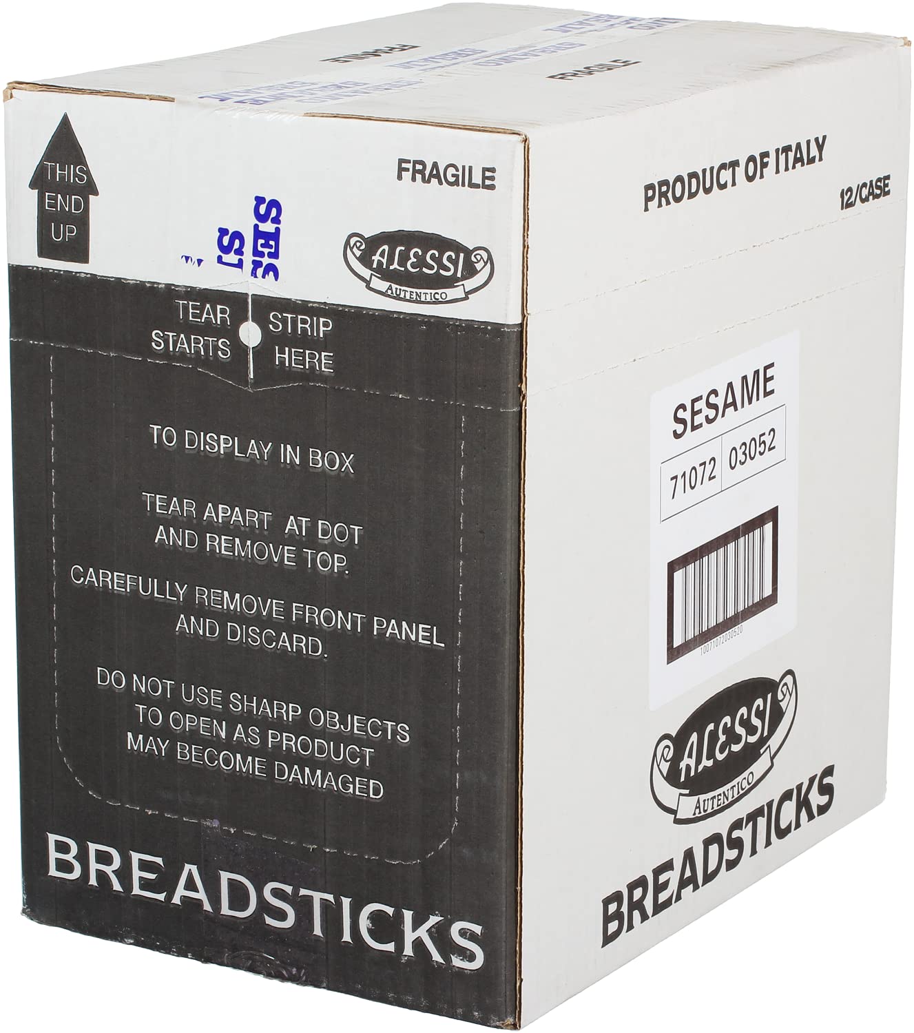 Alessi packaging label and nutrition facts for clear product info