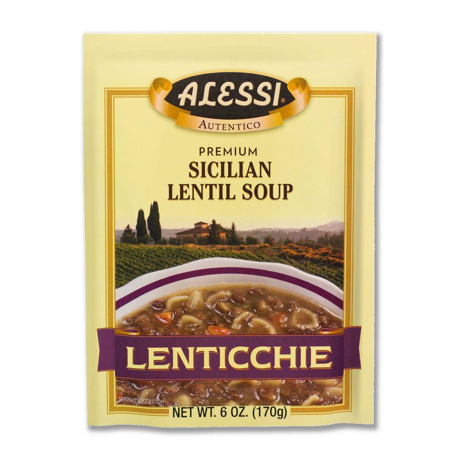 Alessi Sicilian Lentil front packaging showing product and serving idea