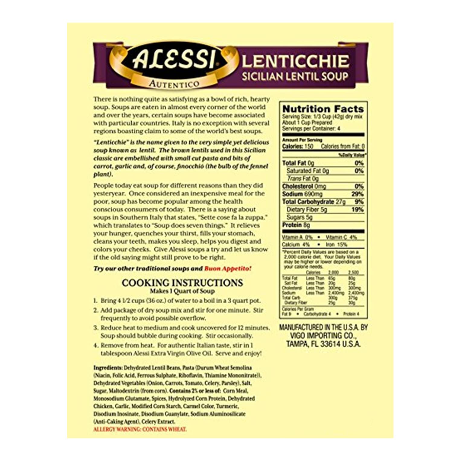 Alessi Sicilian Lentil prepared bowl top view showcasing hearty texture and warmth