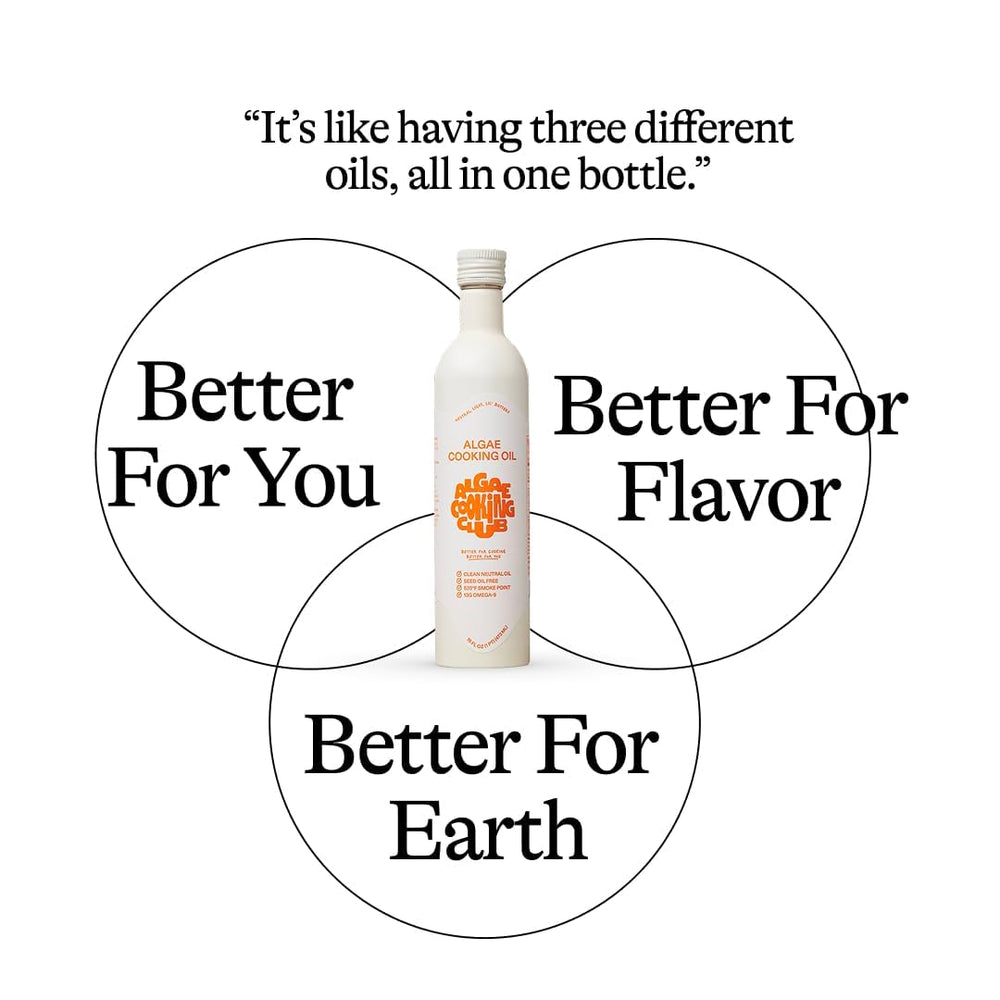 Algae Cooking Club label detail showing third-party testing and purity reassurance benefit
