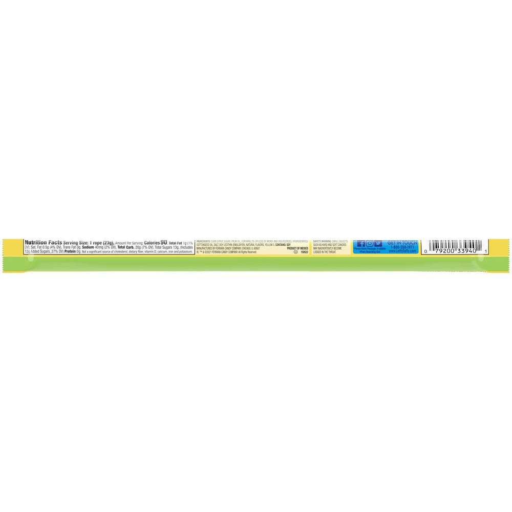 All City Candy banana rope beside a coin to show .81 oz single-serve scale
