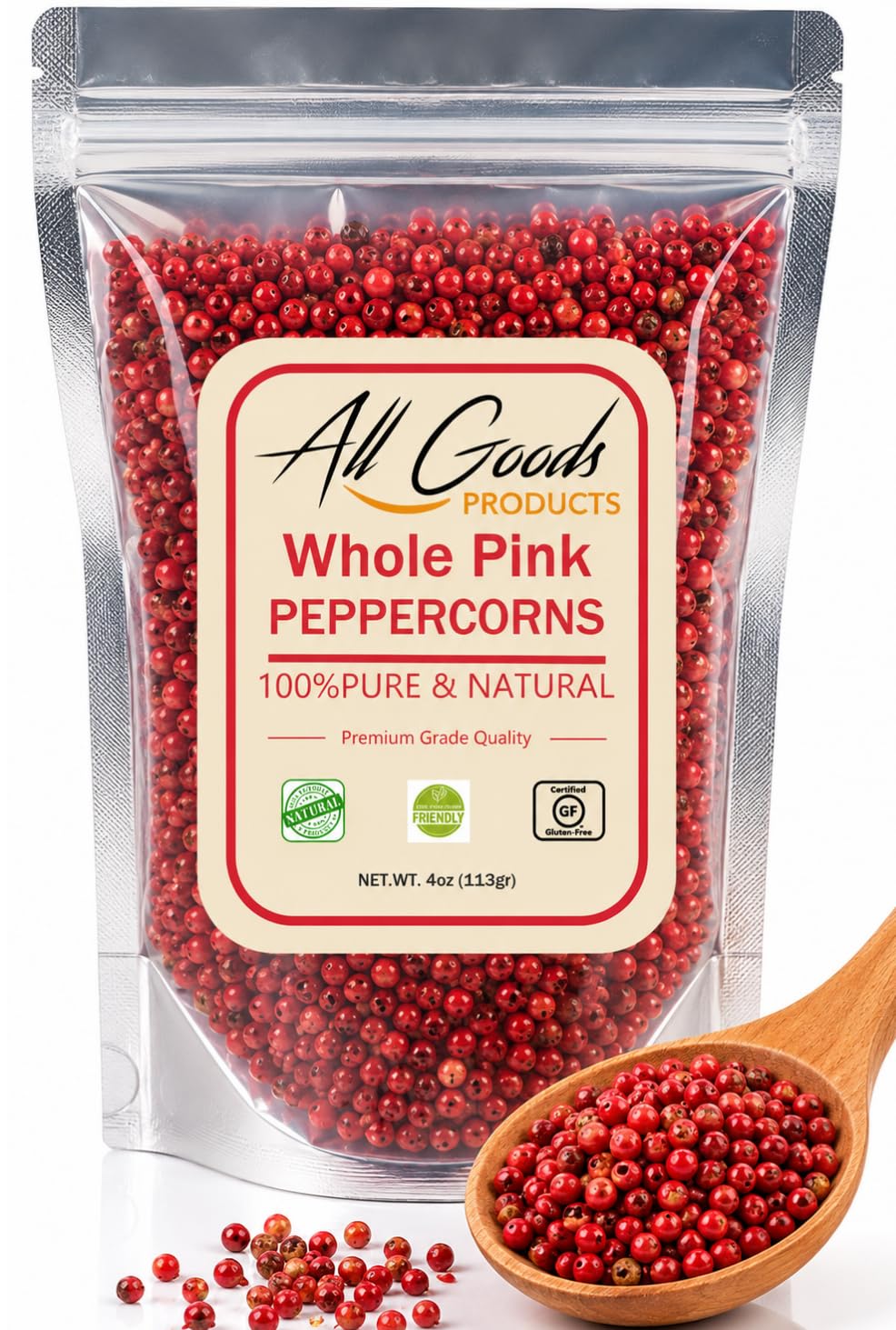 All Goods front pouch showing product and benefit of fresh whole berries