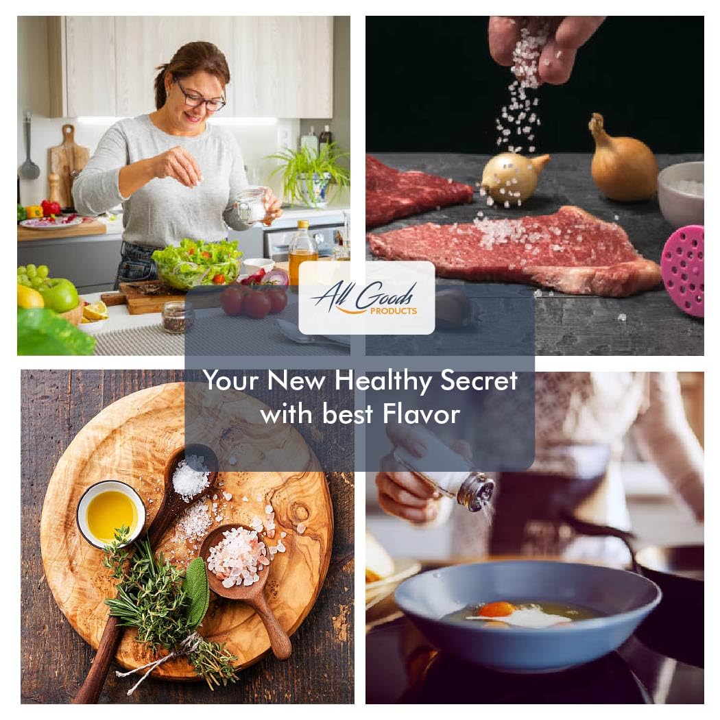 All Goods Products Baja Mineral salt sprinkled on steak enhancing taste and finishing touch