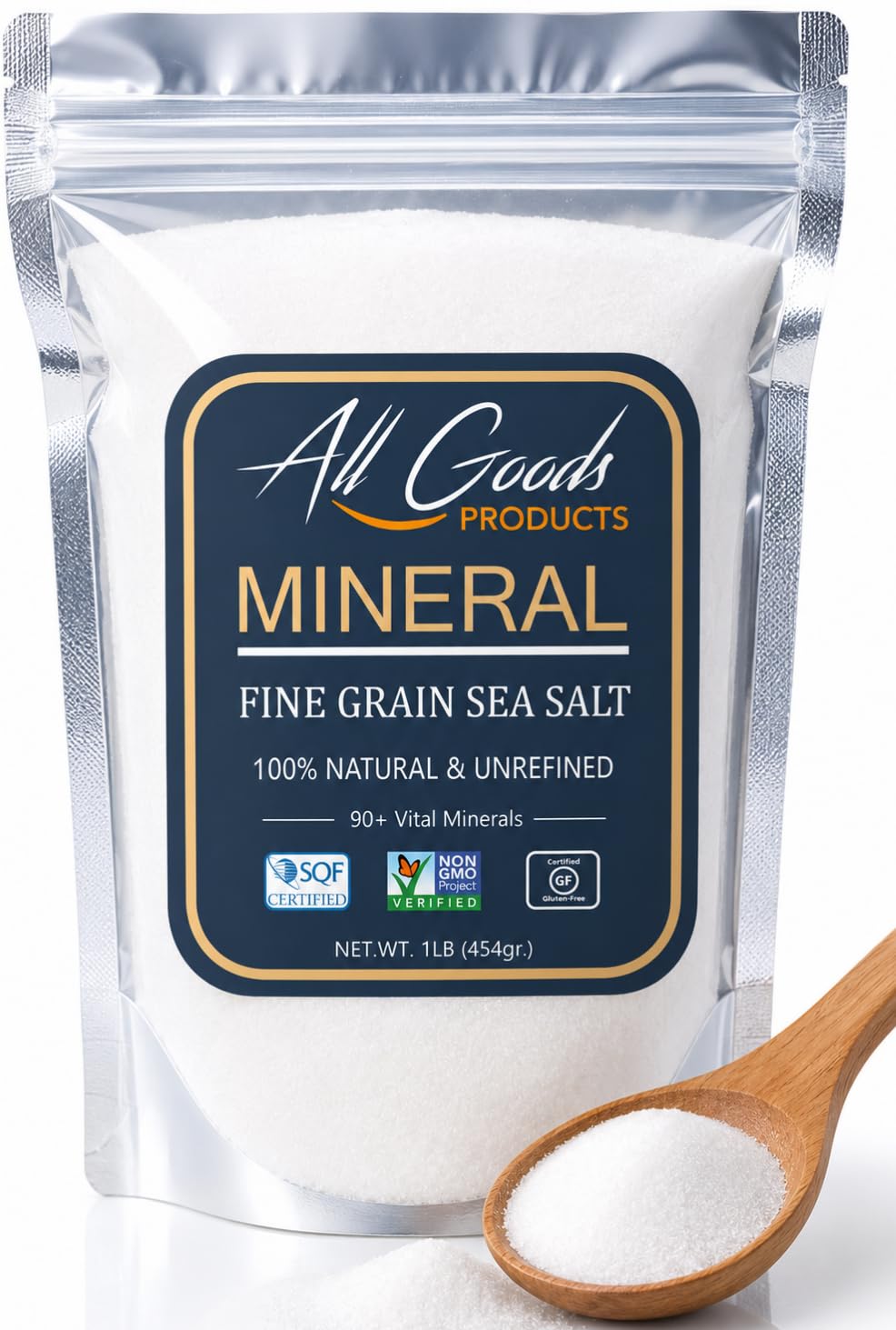 All Goods front pouch showing package and clear resealable benefit