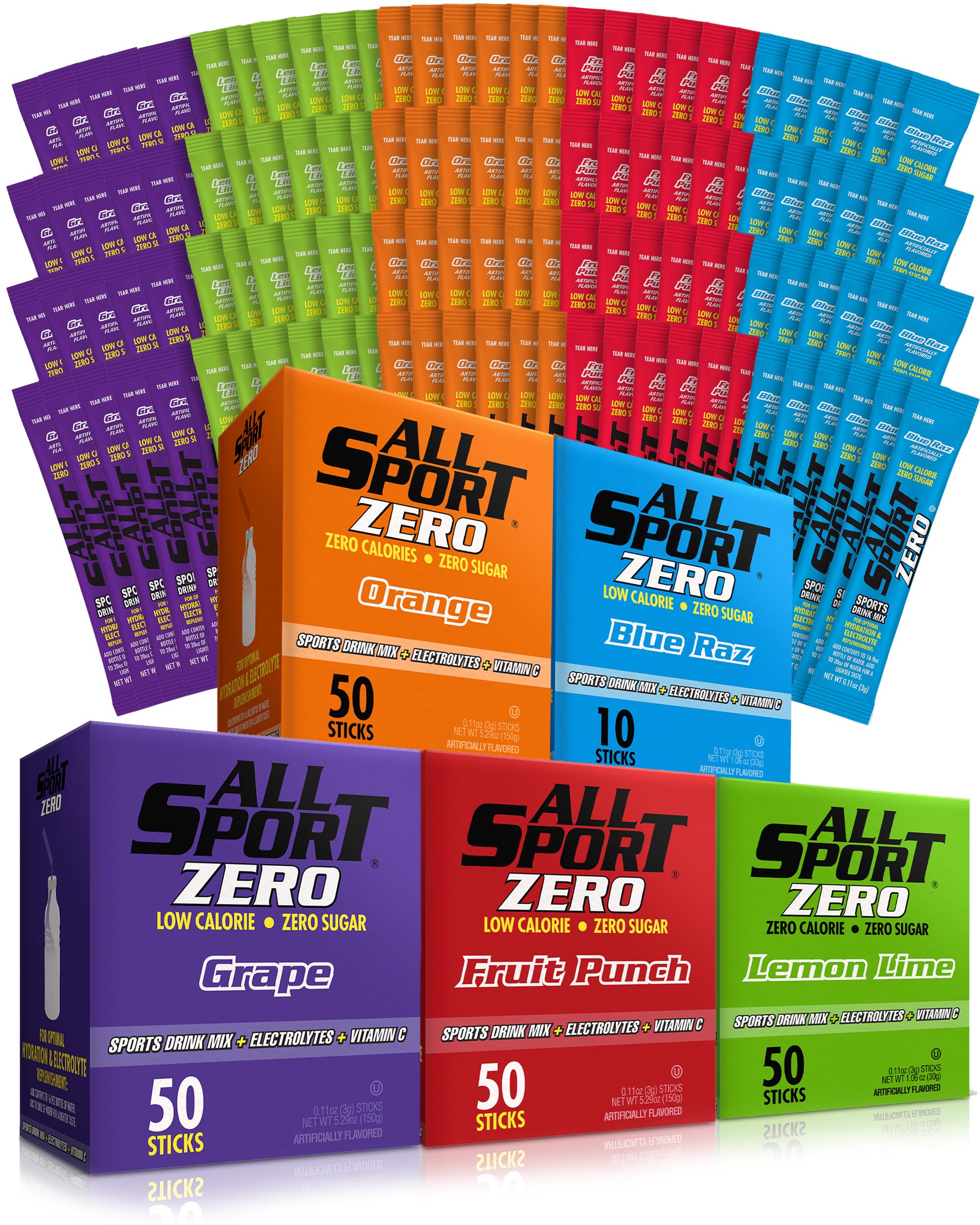 All Sport front packaging showing variety zero pack and clear benefit of long supply