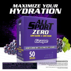 Open box of All Sport Zero grape sticks displayed ready to grab for quick use