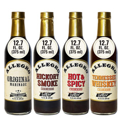 Allegro front packaging showing four marinades and variety benefits
