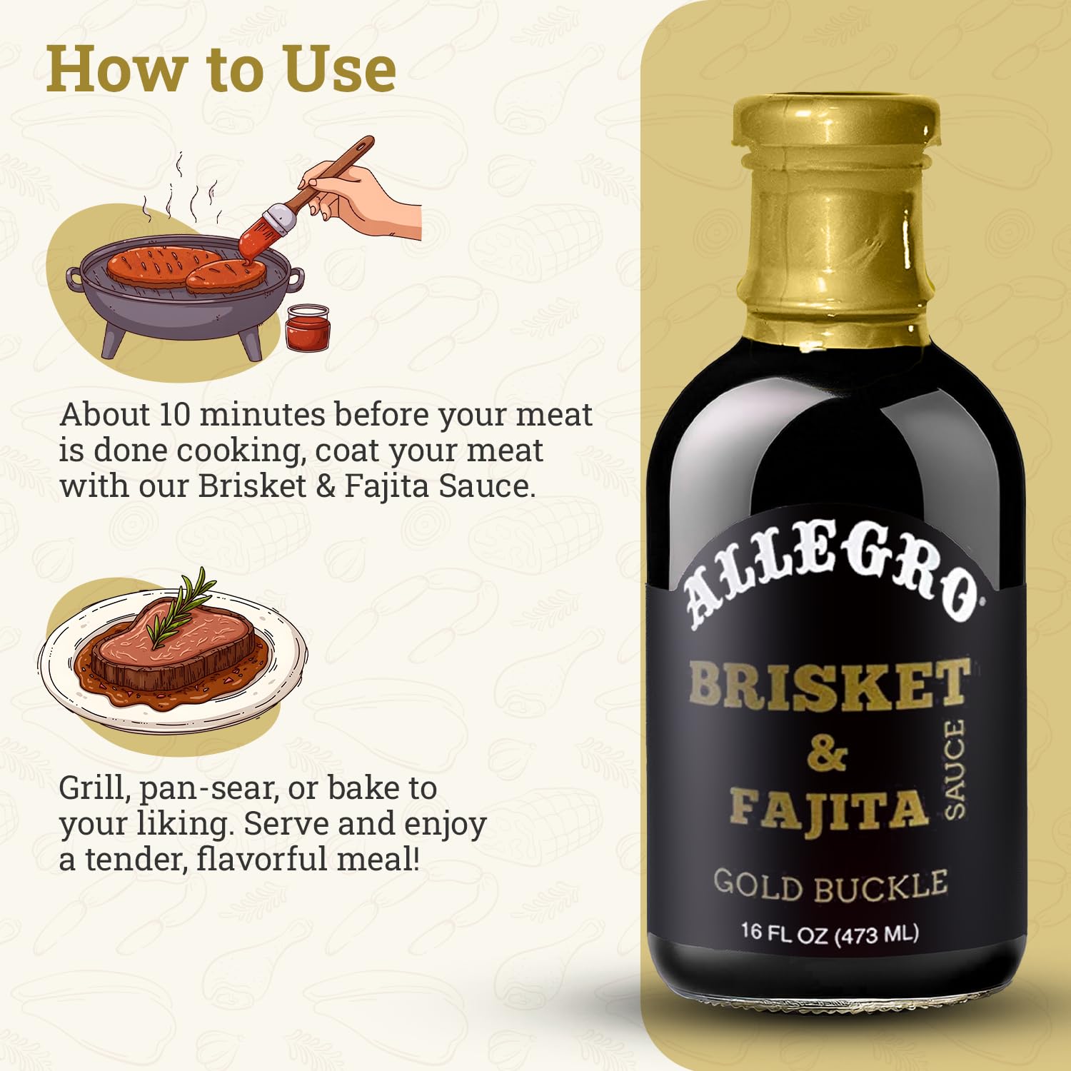 Allegro Gold Buckle bottle close-up highlighting pour spout and texture