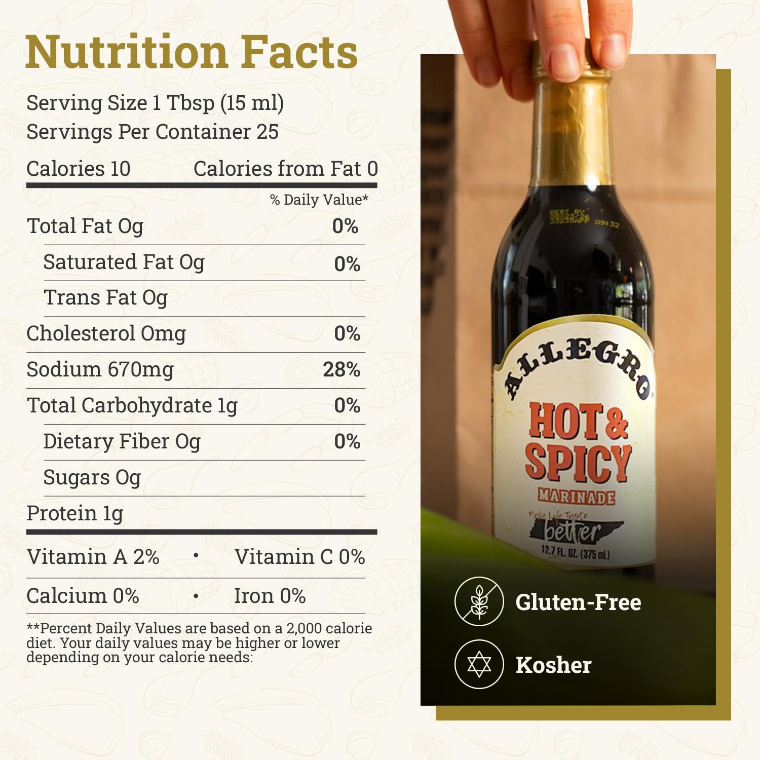 Allegro bottle staged in kitchen setting showing convenience and versatility benefit
