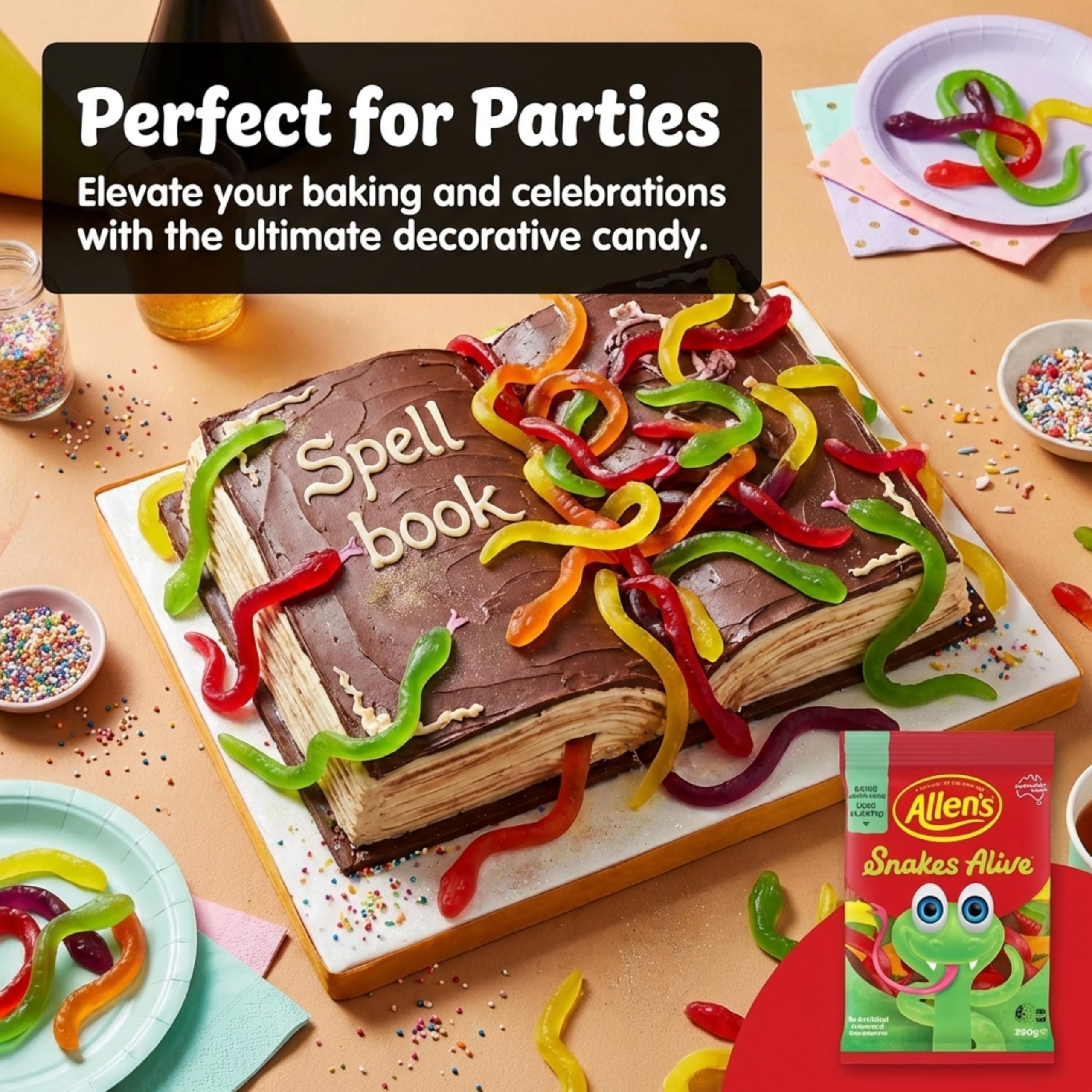 ALLEN'S snakes in a party bowl styled for serving at gatherings and celebrations