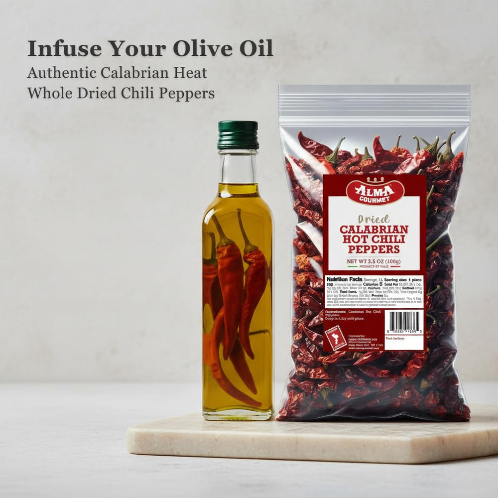 Alma Gourmet peppers sprinkled on pizza adding authentic Italian spicy flavor
