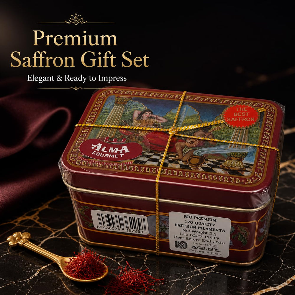 Alma Gourmet close-up of saffron threads showing vibrant color and aroma