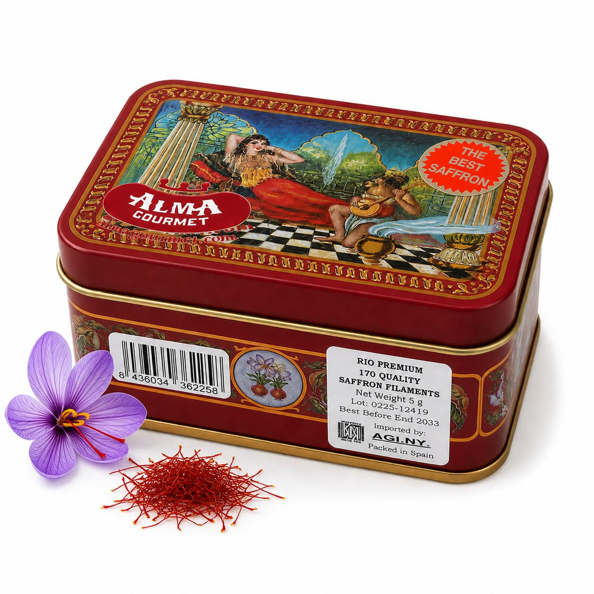 Alma Gourmet front packaging showing pure Spanish saffron benefits