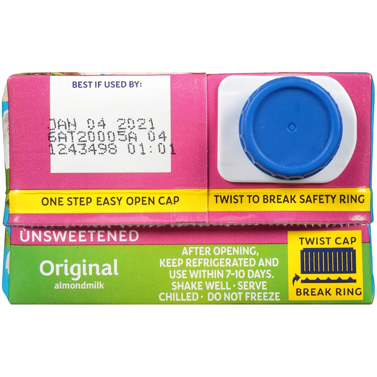 Almond Breeze nutrition label showing fortified calcium and vitamin information