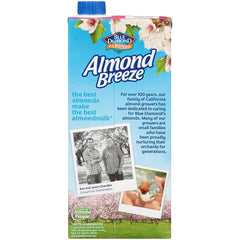 Almond Breeze being poured into a glass demonstrating creamy texture and low calories