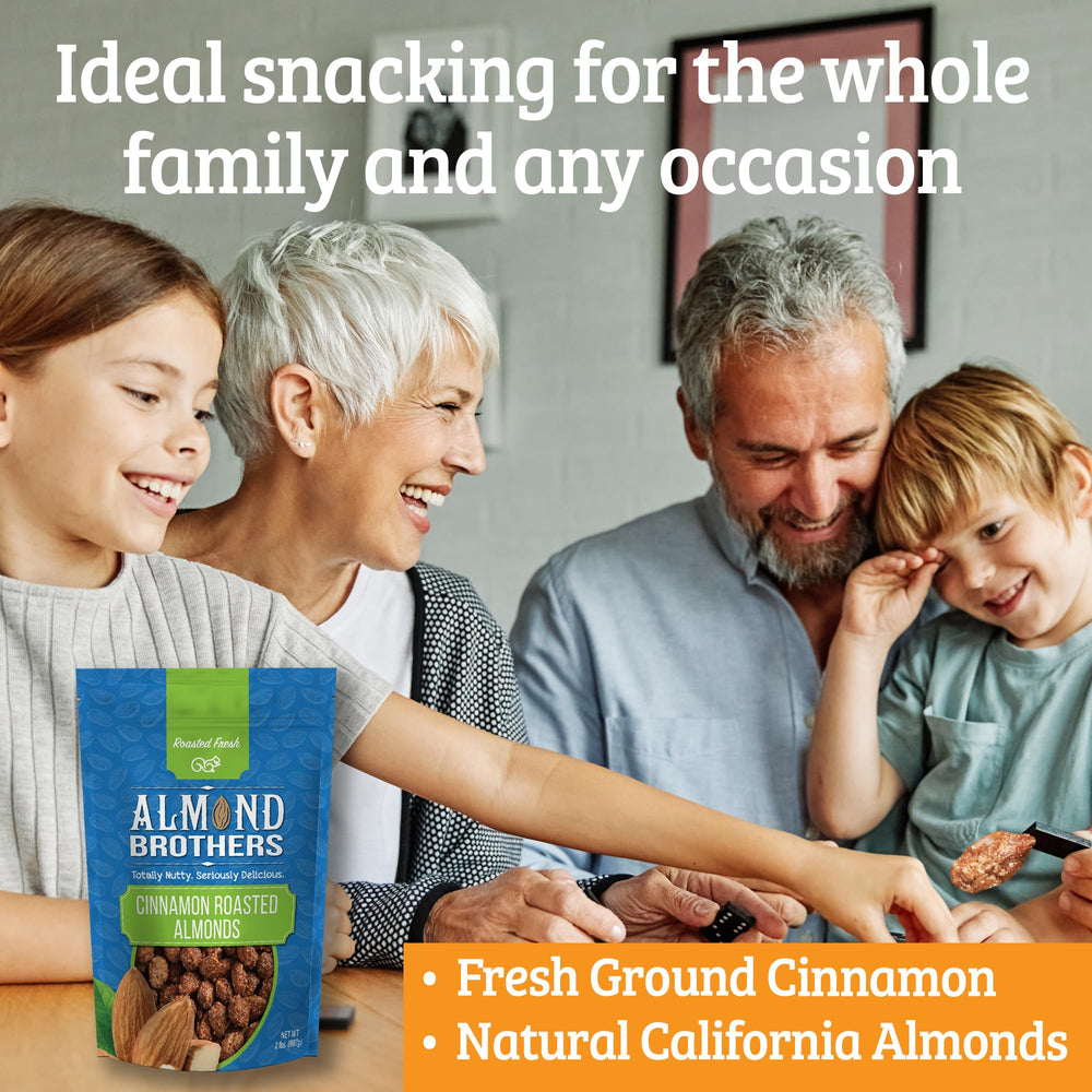Almond Brothers nut ingredient label close-up showing Non-GMO and gluten-free benefits