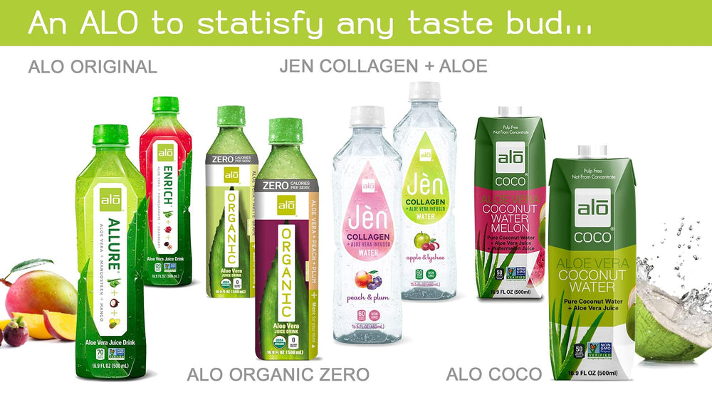 ALO bottle in an outdoor setting conveys active lifestyle and on-the-go refreshment benefit