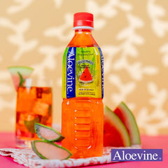 Aloevine bottle chilled on table in picnic scene offering refreshing plant-based hydration