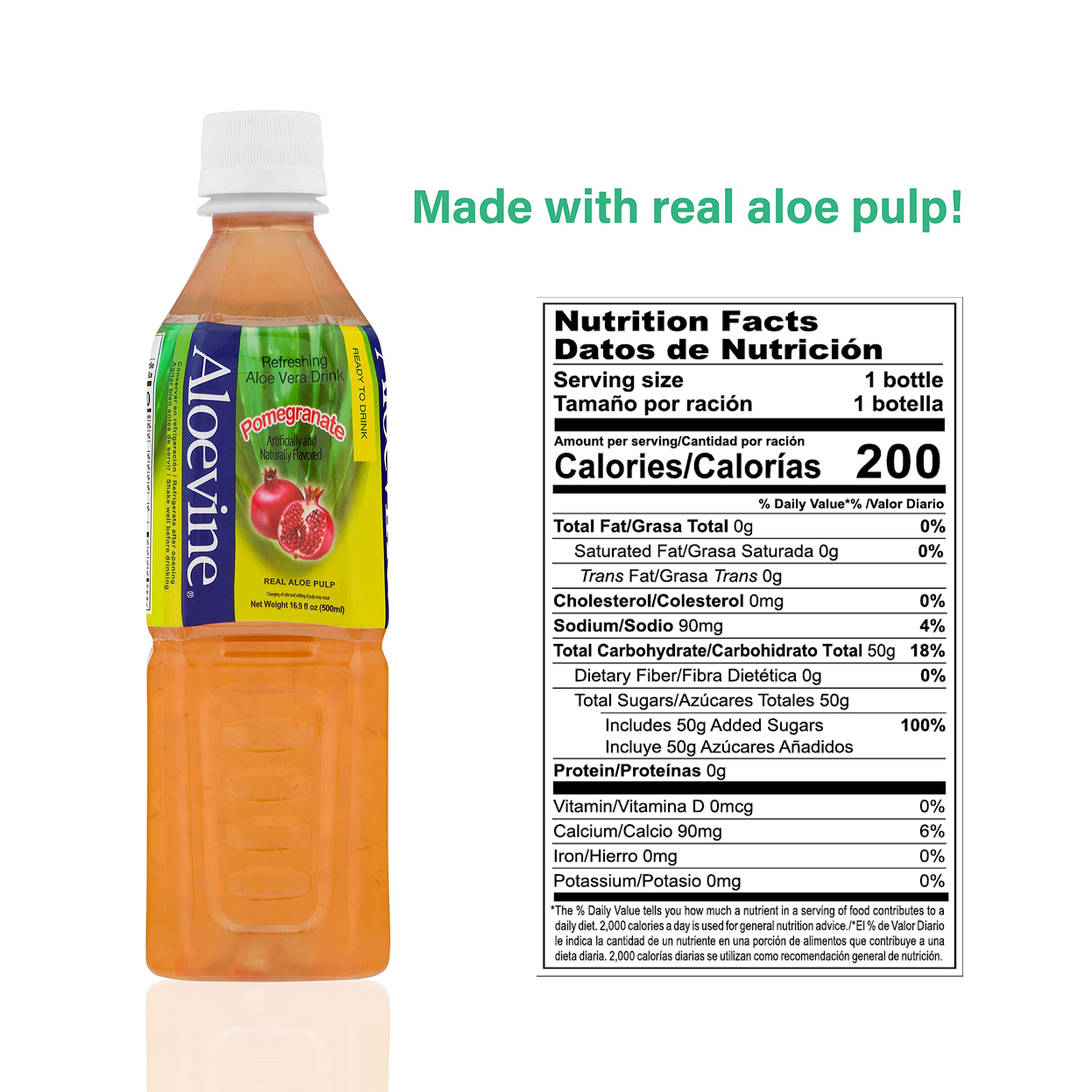 Aloevine closeup of aloe pulp pieces in drink highlighting 8% aloe texture and freshness benefit