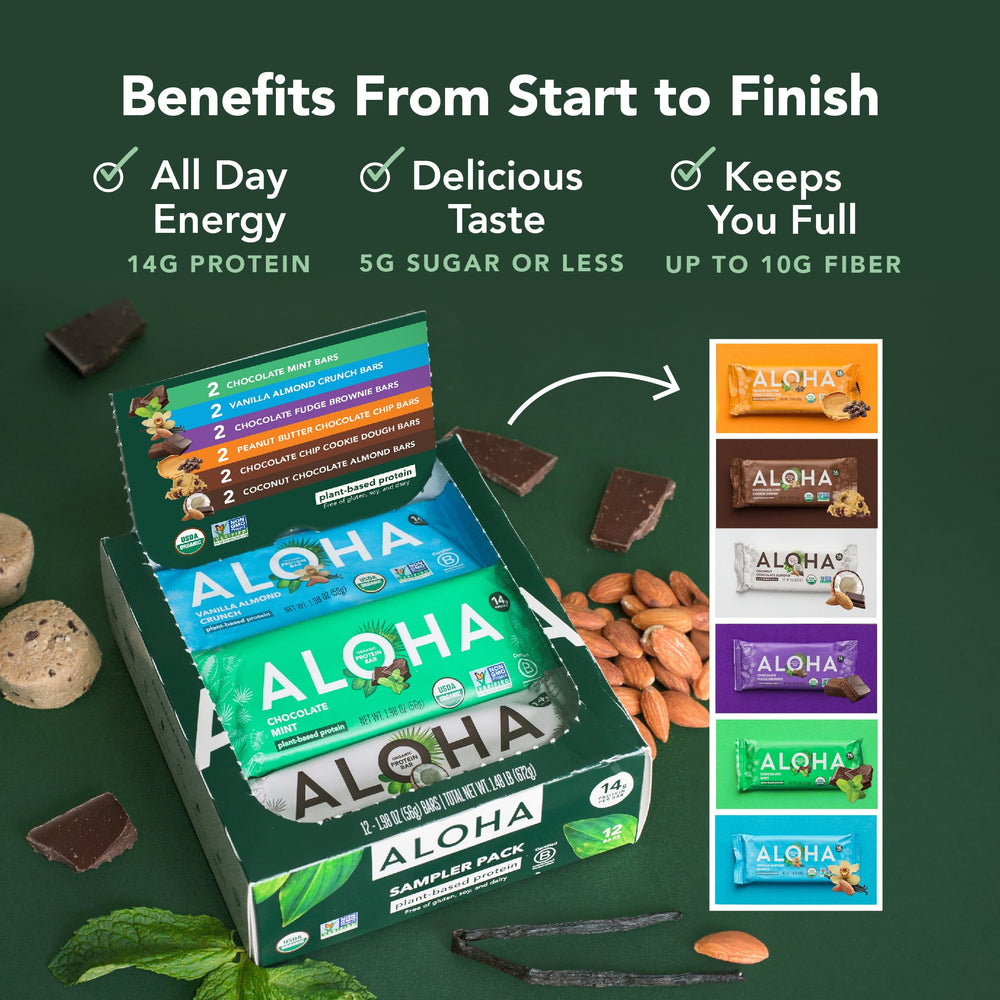 ALOHA bar in hand showing actual portion size and convenient portability