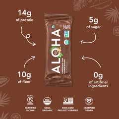ALOHA close-up of organic chocolate chips highlighting real-ingredient flavor