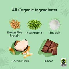 ALOHA ingredient display with pea protein and coconut showing clean ingredients