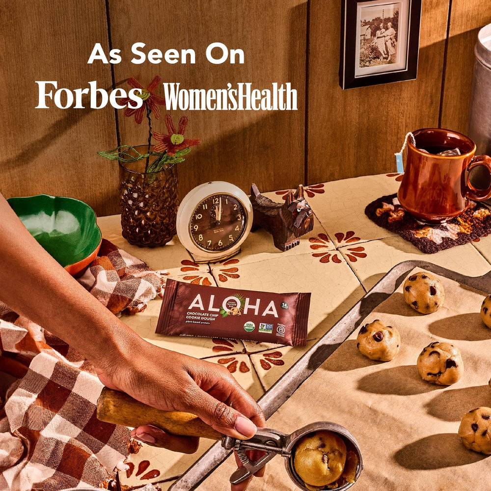 ALOHA cross-section showing dense, chewy texture and plant-protein blend