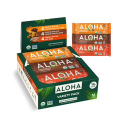 ALOHA front box packaging showing variety pack and benefits