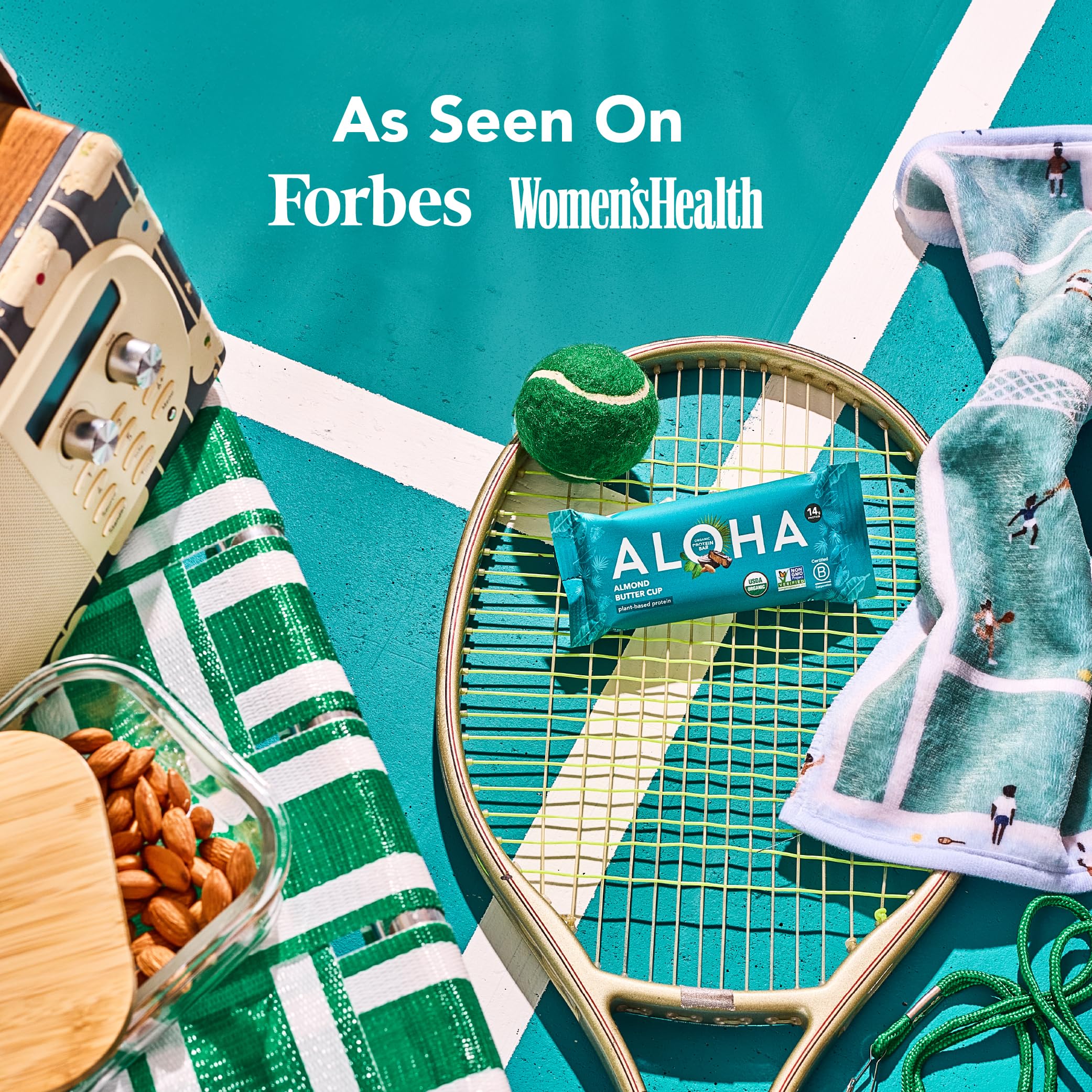 ALOHA bar in a cyclist's pocket outdoors conveying active lifestyle fuel and portable energy