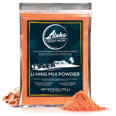 Aloha Right Now jar front label showcasing authentic li hing powder benefits