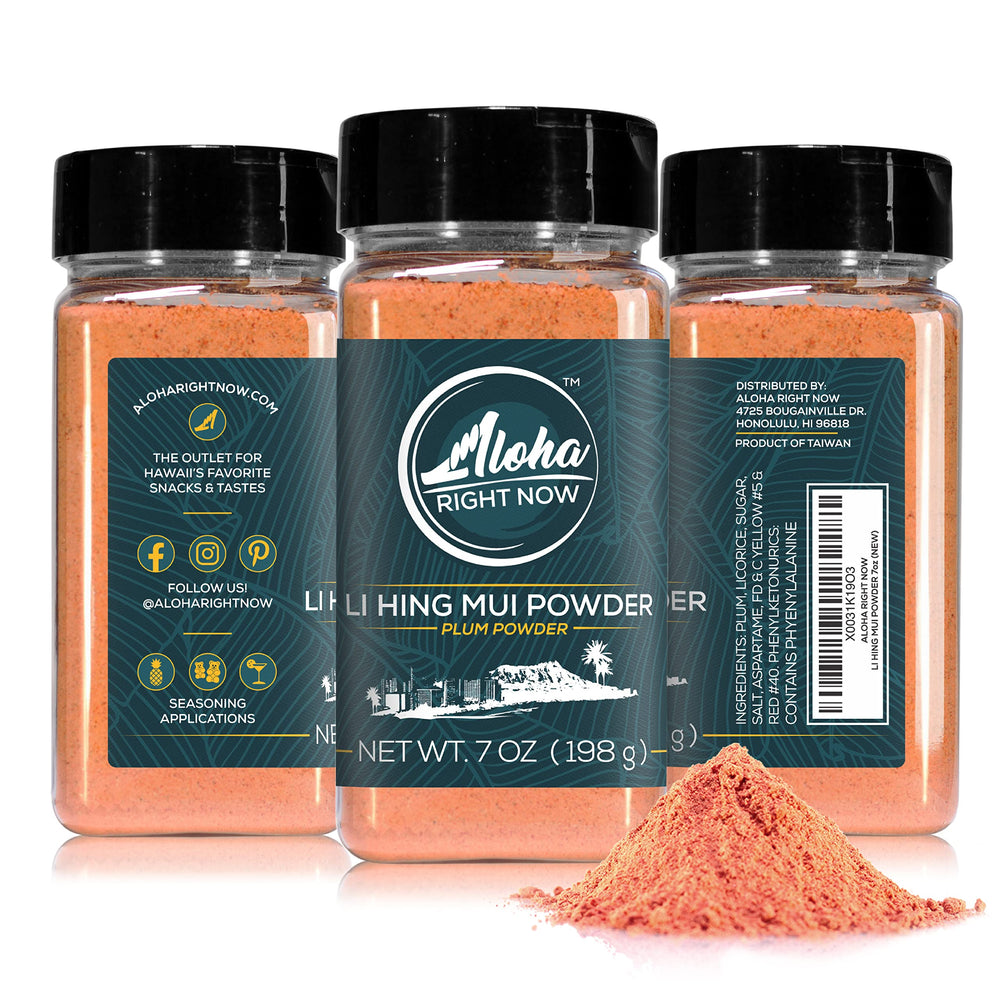 Aloha Right Now front packaging showing 7 oz shaker and bold label, enhances snacks
