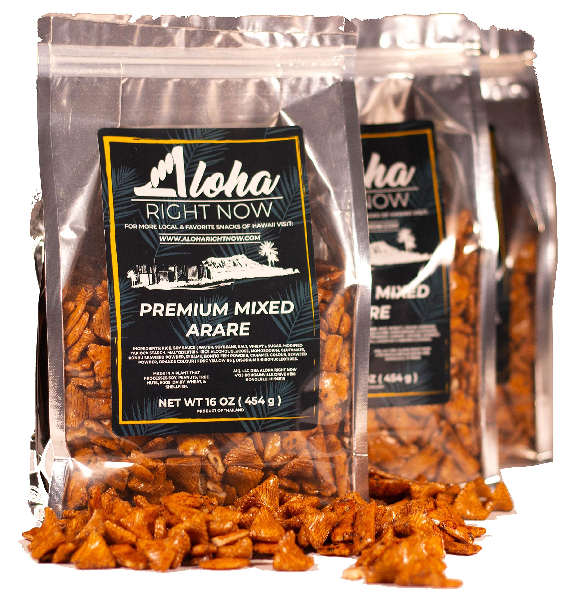 Aloha Right Now bag held in hand to show size and portable snack convenience