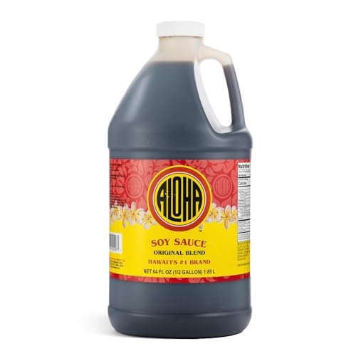 Aloha Shoyu half gallon front packaging showing brand and size for pantry stocking
