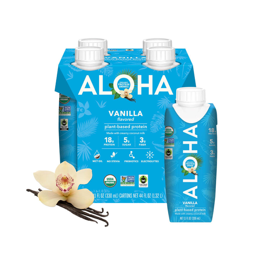 ALOHA coconut milk splash emphasizing creamy texture and MCT energy