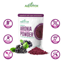 Alovitox powder dissolving in glass emphasizing quick solubility and convenience