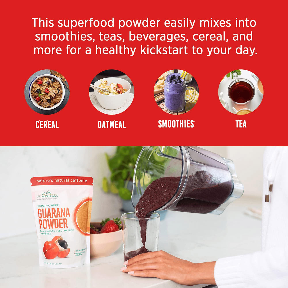Alovitox powder blended in smoothie bowl for steady energy