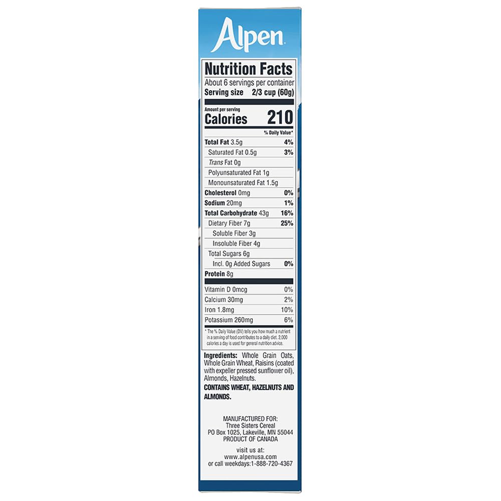 Alpen muesli used as a topping on smoothie bowl to add fiber and crunch