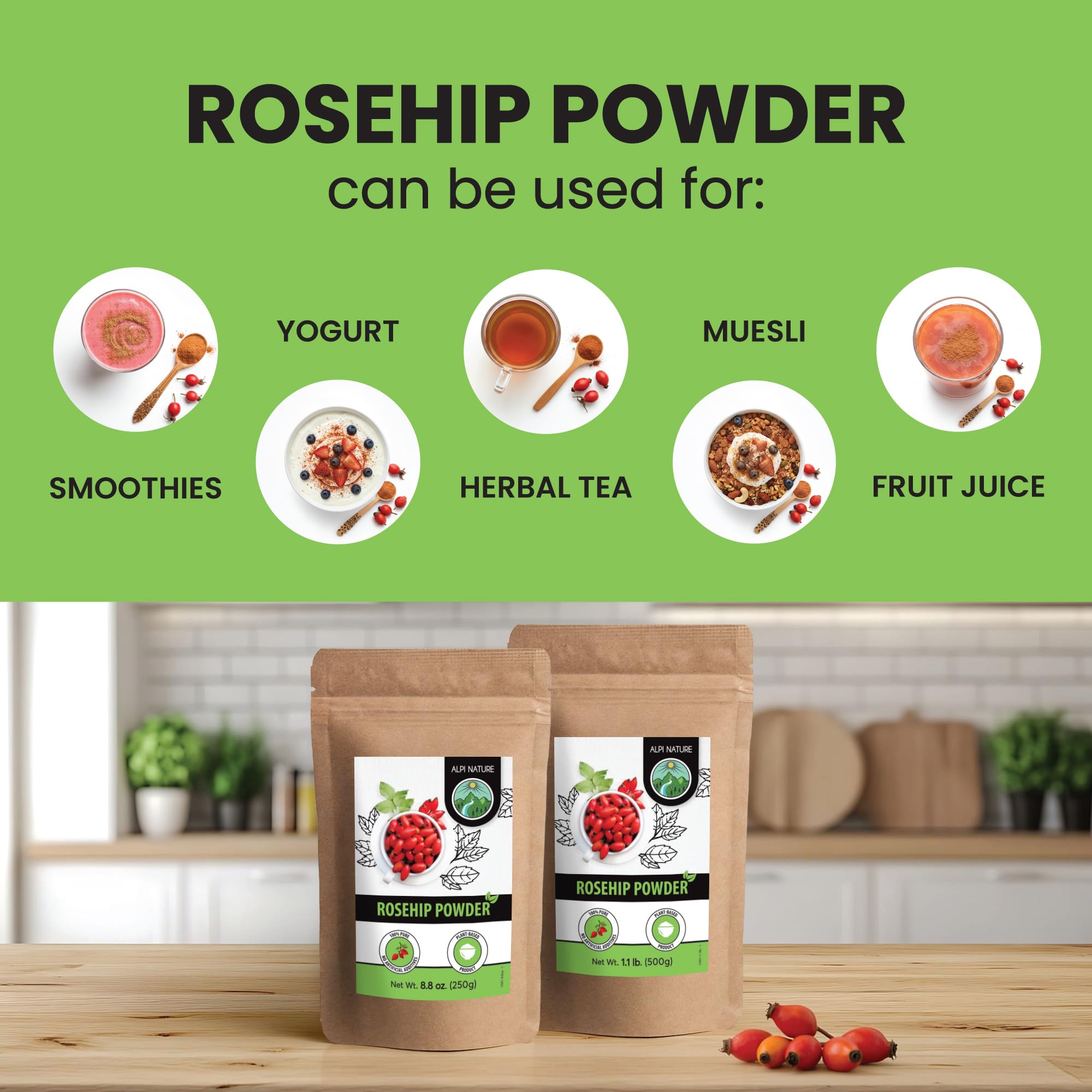 Alpi Nature rosehip powder mixed into batter for baking with natural tint