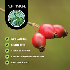 Alpi Nature rosehip powder blended into a smoothie adding color and flavor