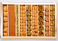 Alreef baklava closeup of filo texture highlighting crisp layers and fresh appeal