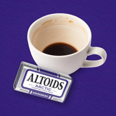 Close-up of Altoids mint texture emphasizing crisp cooling flavor benefit