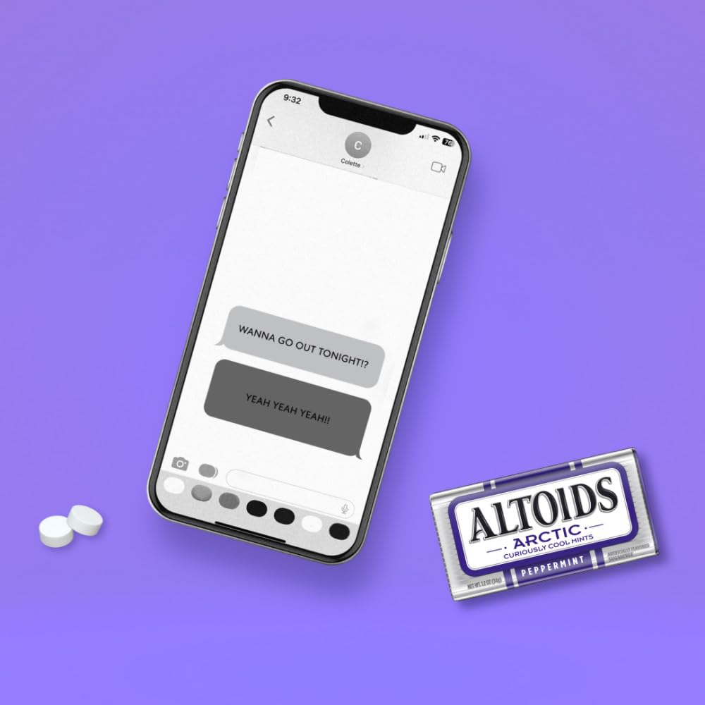 Altoids tin inside a purse illustrating travel-ready freshness and convenience benefit