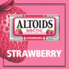 Open Altoids tin revealing strawberry mints and easy grab convenience