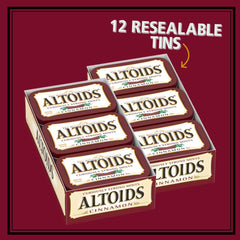 Close-up of one Altoids cinnamon mint highlighting texture and strong flavor