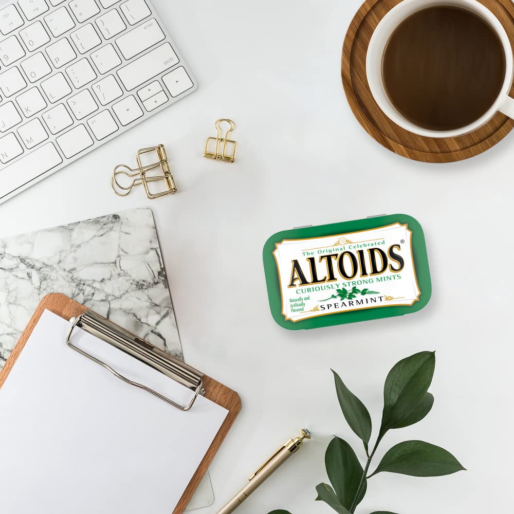 Side view of Altoids mint texture for steady flavor release