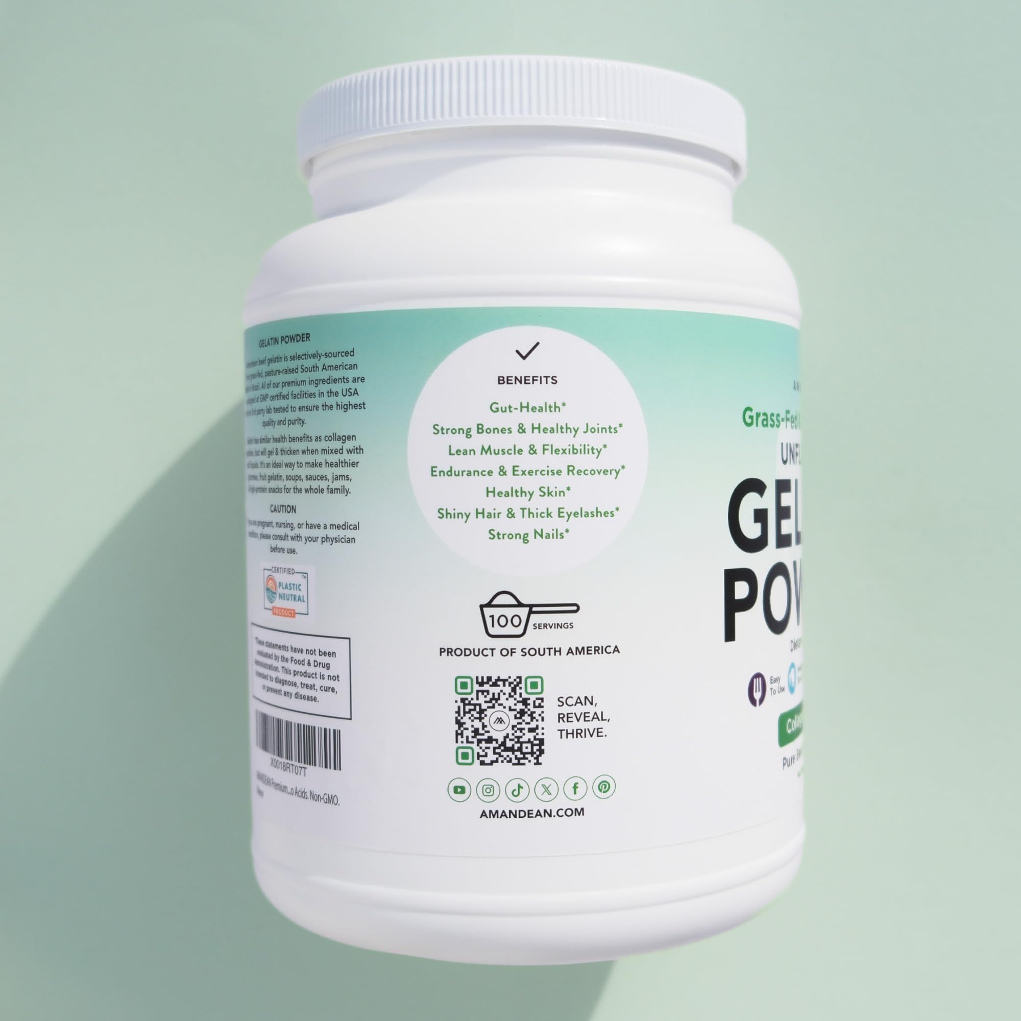 AMANDEAN gelatin stirred into coffee to boost protein and support recovery