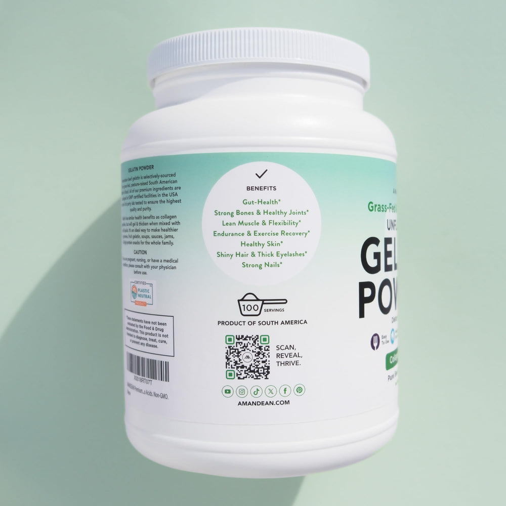 AMANDEAN gelatin stirred into coffee to boost protein and support recovery